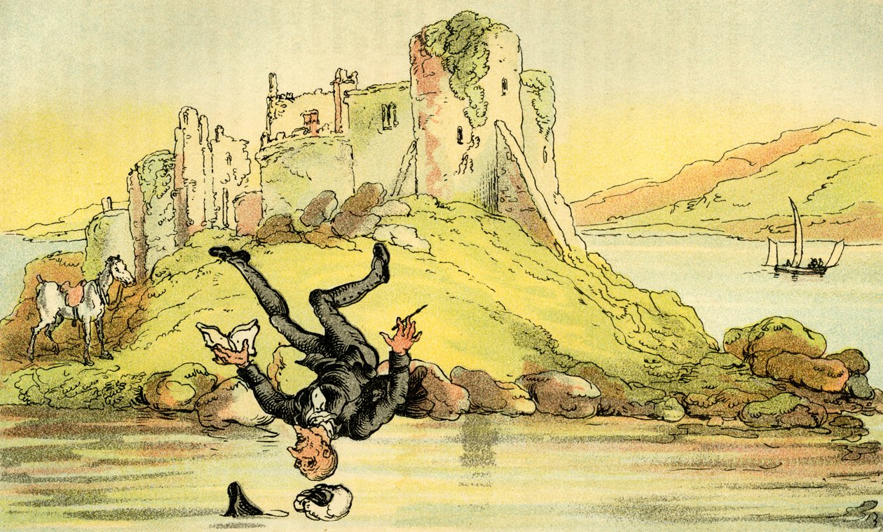 Dr. Syntax valt in het water door Thomas Rowlandson
