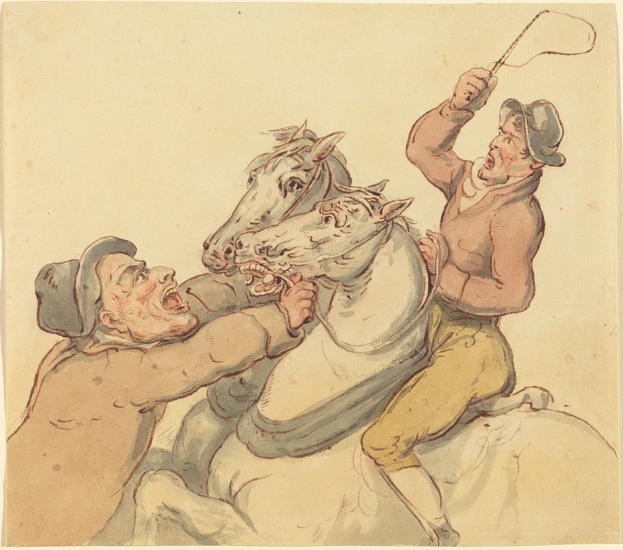 Veedrijvers met een Paar Steigerende Paarden door Thomas Rowlandson
