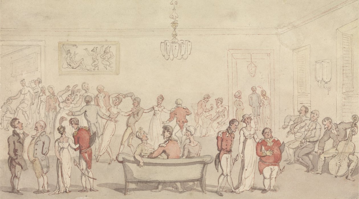 Elegante groepsdansen door Thomas Rowlandson