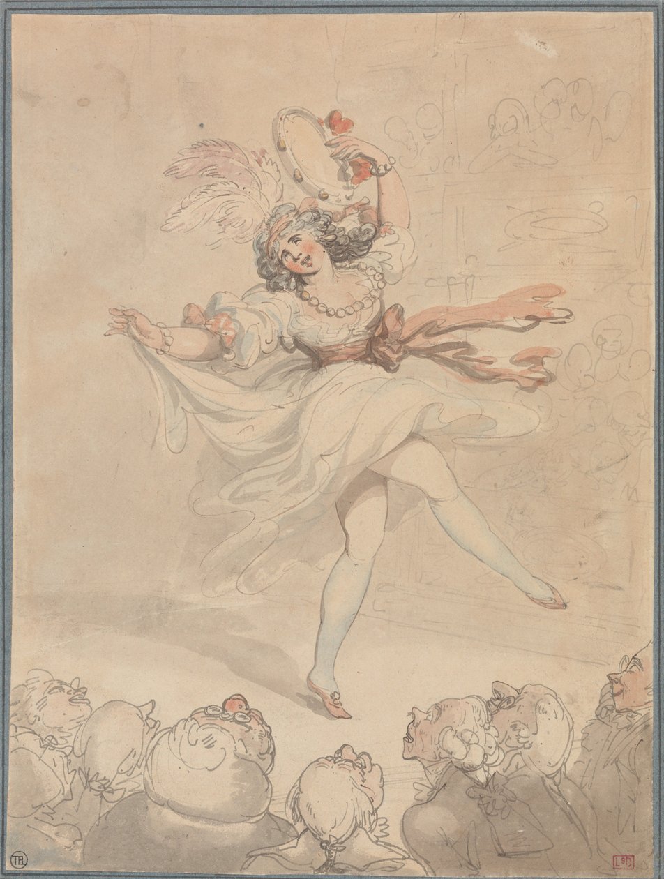 Danseres met een tamboerijn door Thomas Rowlandson