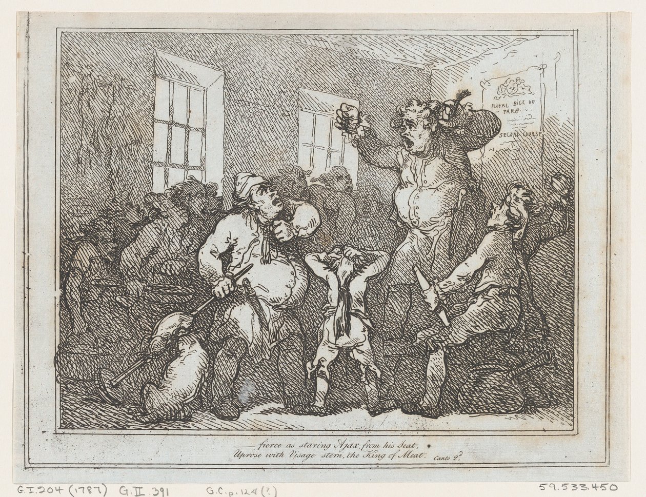 Woest als starende Ajax vanaf deze zetel... door Thomas Rowlandson