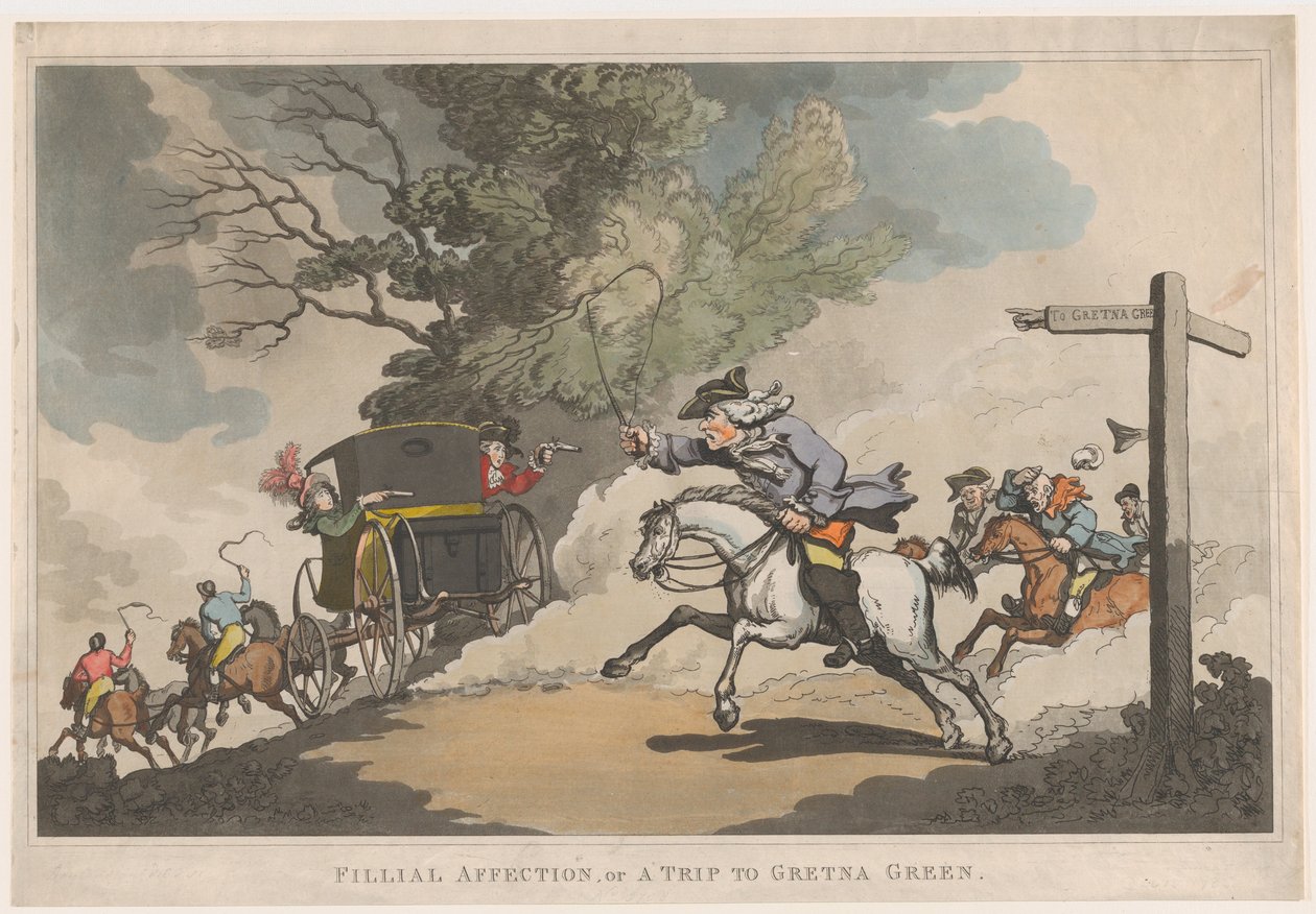 Kinderlijke genegenheid, of een reis naar Gretna Green door Thomas Rowlandson