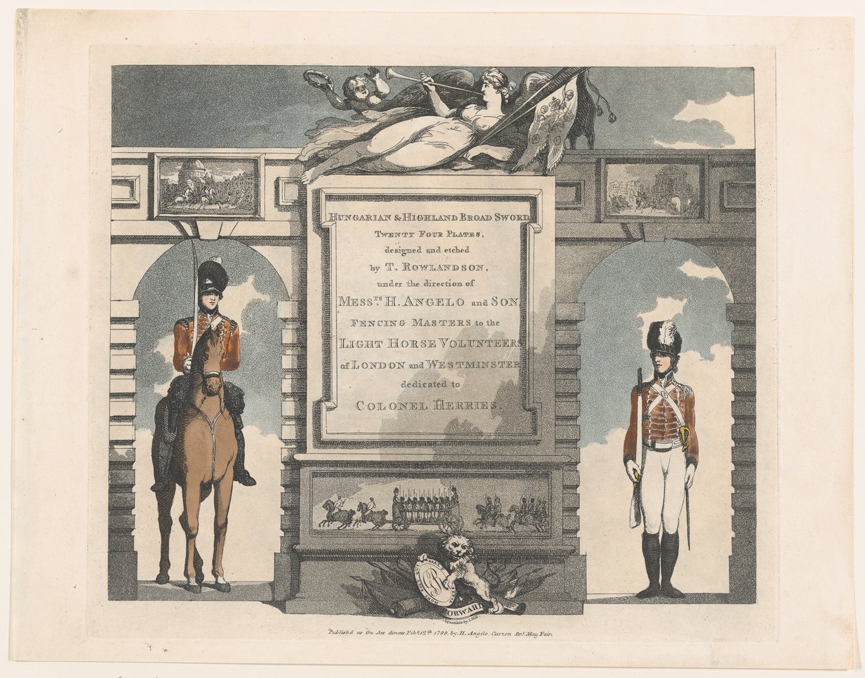 Voorwaarts, Hongaarse en Hooglandse Broadsword, 12 feb 1799 door Thomas Rowlandson