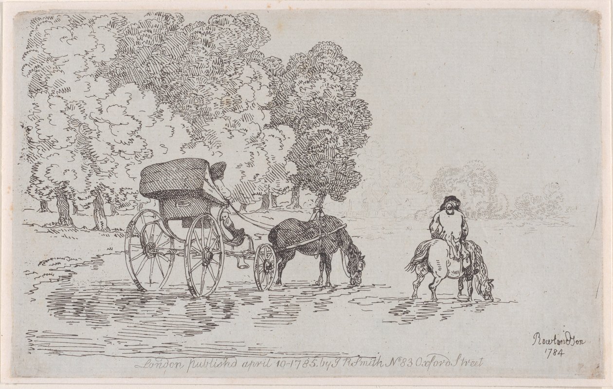 Vierwielige chaise longue door Thomas Rowlandson