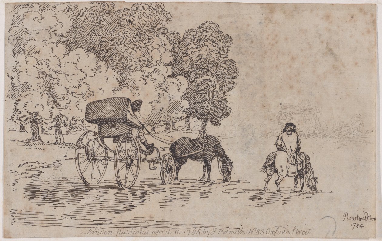 Vierwielige chaise door Thomas Rowlandson