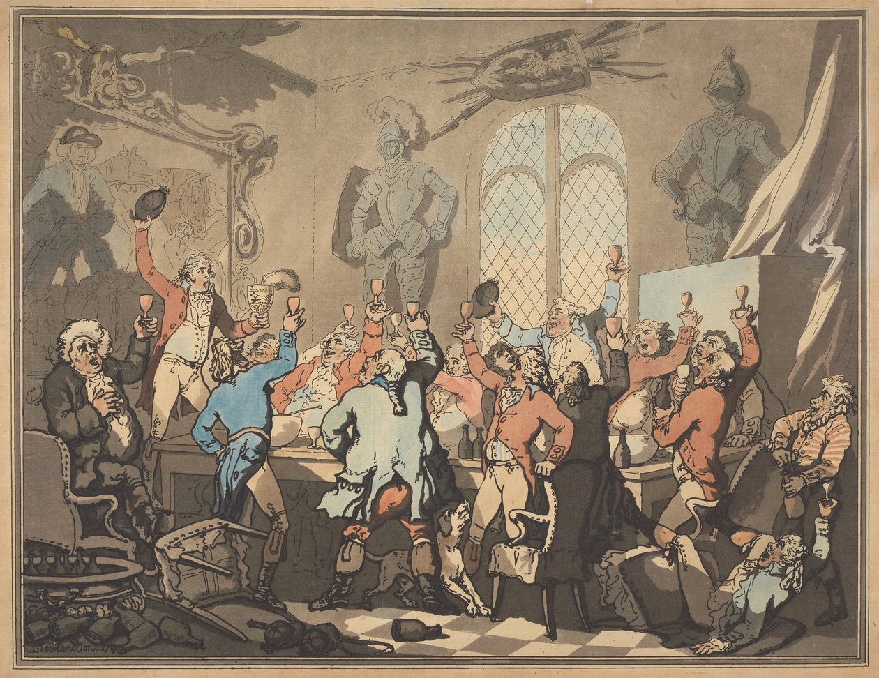 Vossenjacht [deel 1 van een serie van zes]: Het diner door Thomas Rowlandson