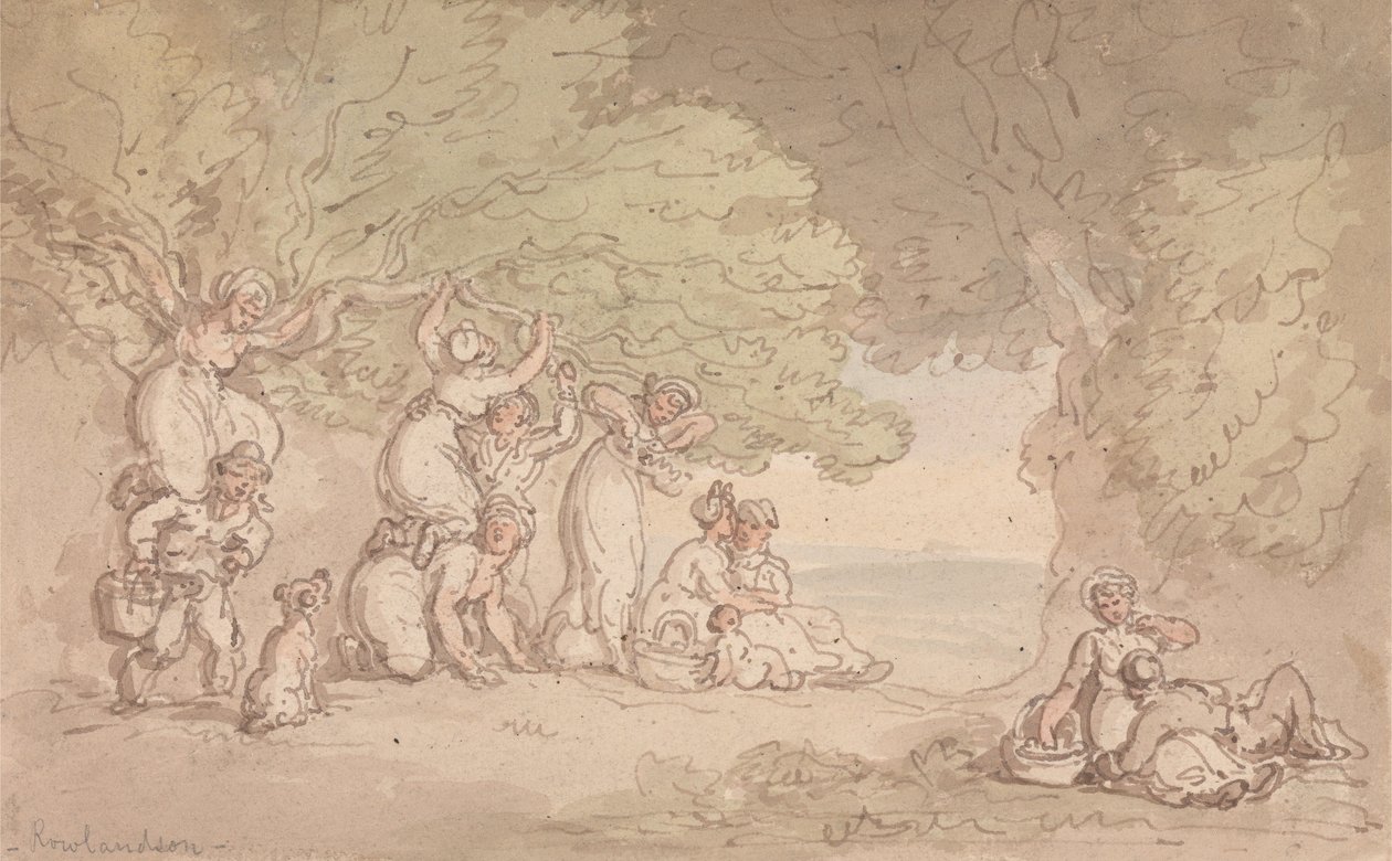Fruit en noten plukken door Thomas Rowlandson