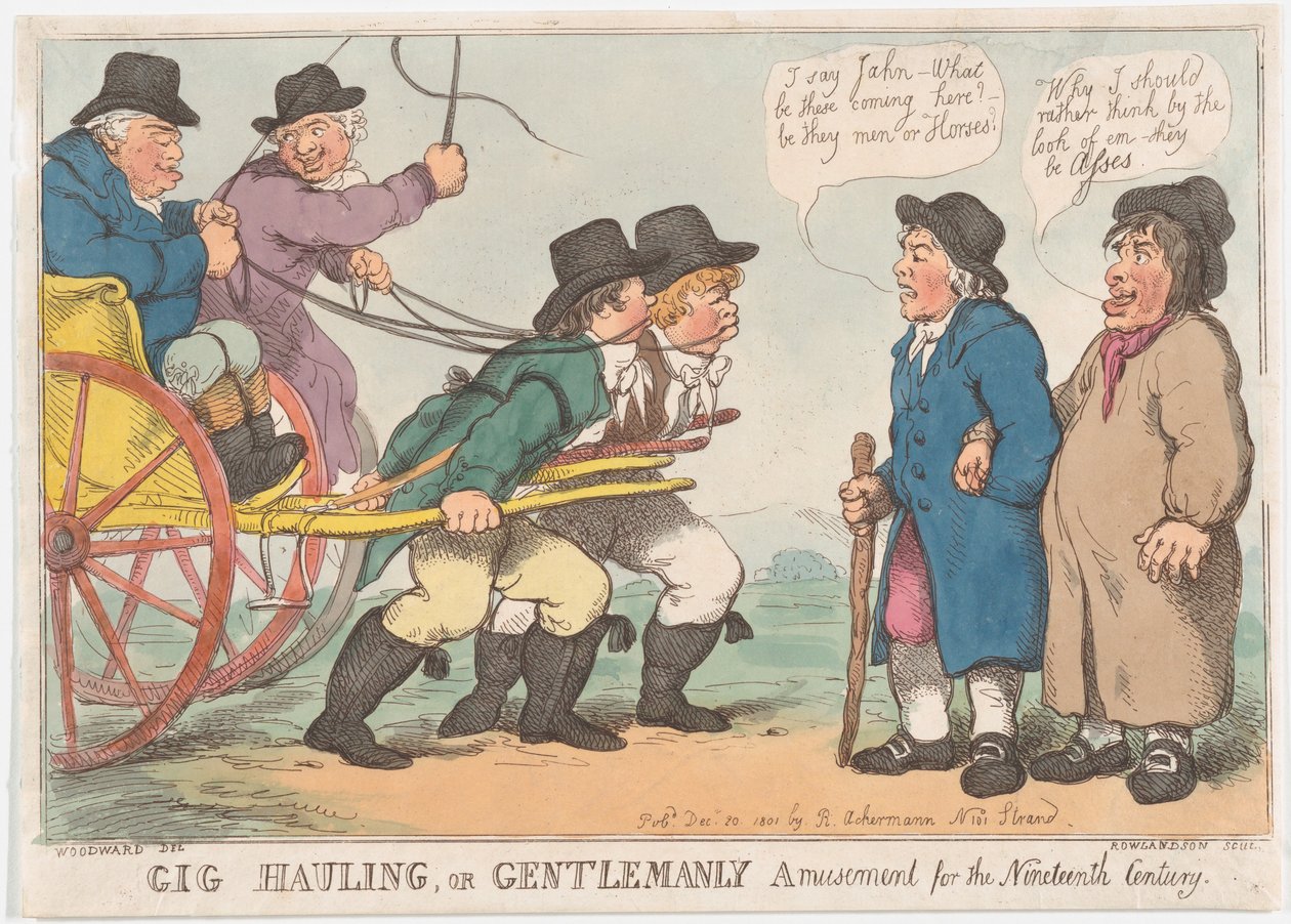 Gig Slepen, of Gentlemanly Amusement voor de Negentiende Eeuw, 3 april 1801 door Thomas Rowlandson