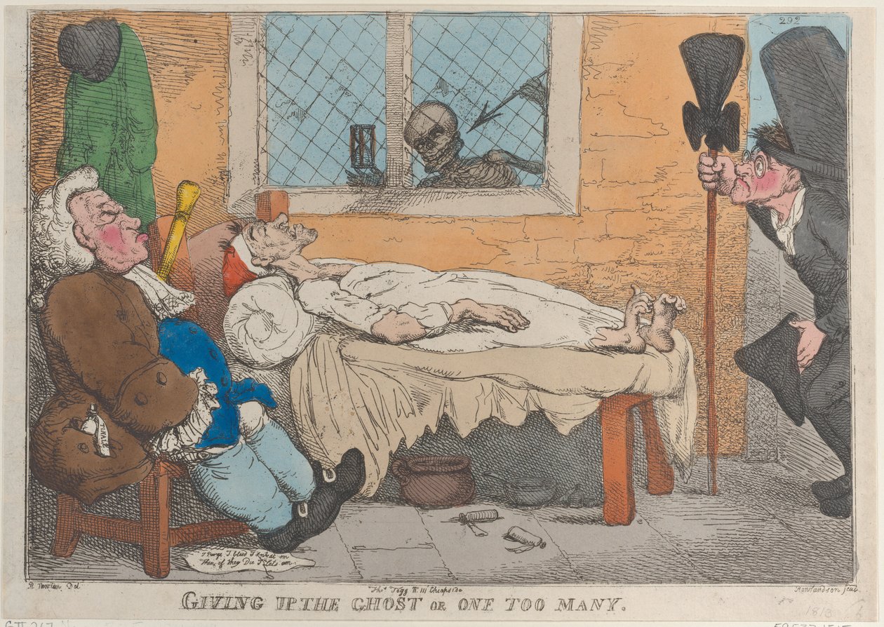 Opgeven van de geest of één te veel, 1813 door Thomas Rowlandson