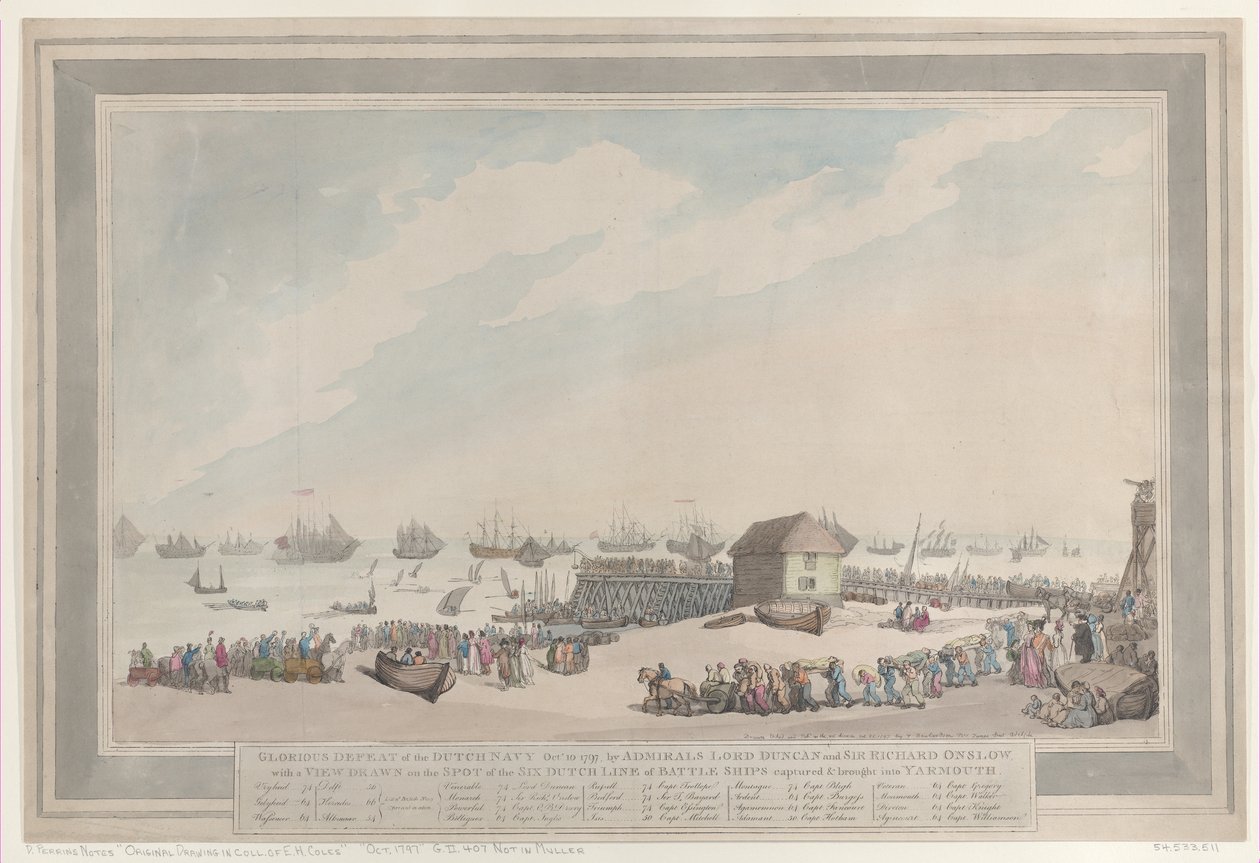 Glorieuze Nederlaag van de Nederlandse Marine, 10 oktober 1797, door Admiraals Lord Duncan en ..., 22 oktober 1797 door Thomas Rowlandson