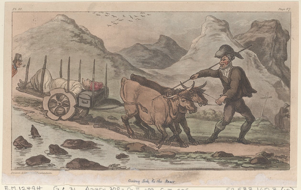 Ziek naar Achteren Gaan, uit De Militaire Avonturen van Johnny Newcome door Thomas Rowlandson