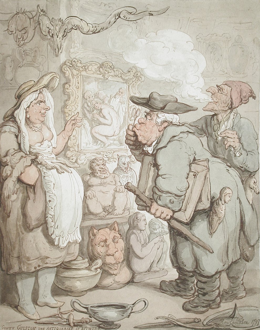 Gouty Gulston, de antiquair uit Antwerpen door Thomas Rowlandson