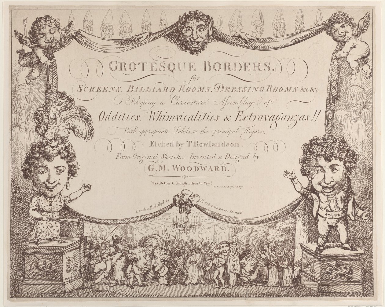 Groteque randen voor schermen, biljartkamers, kleedkamers, enz., 1799-1800 door Thomas Rowlandson