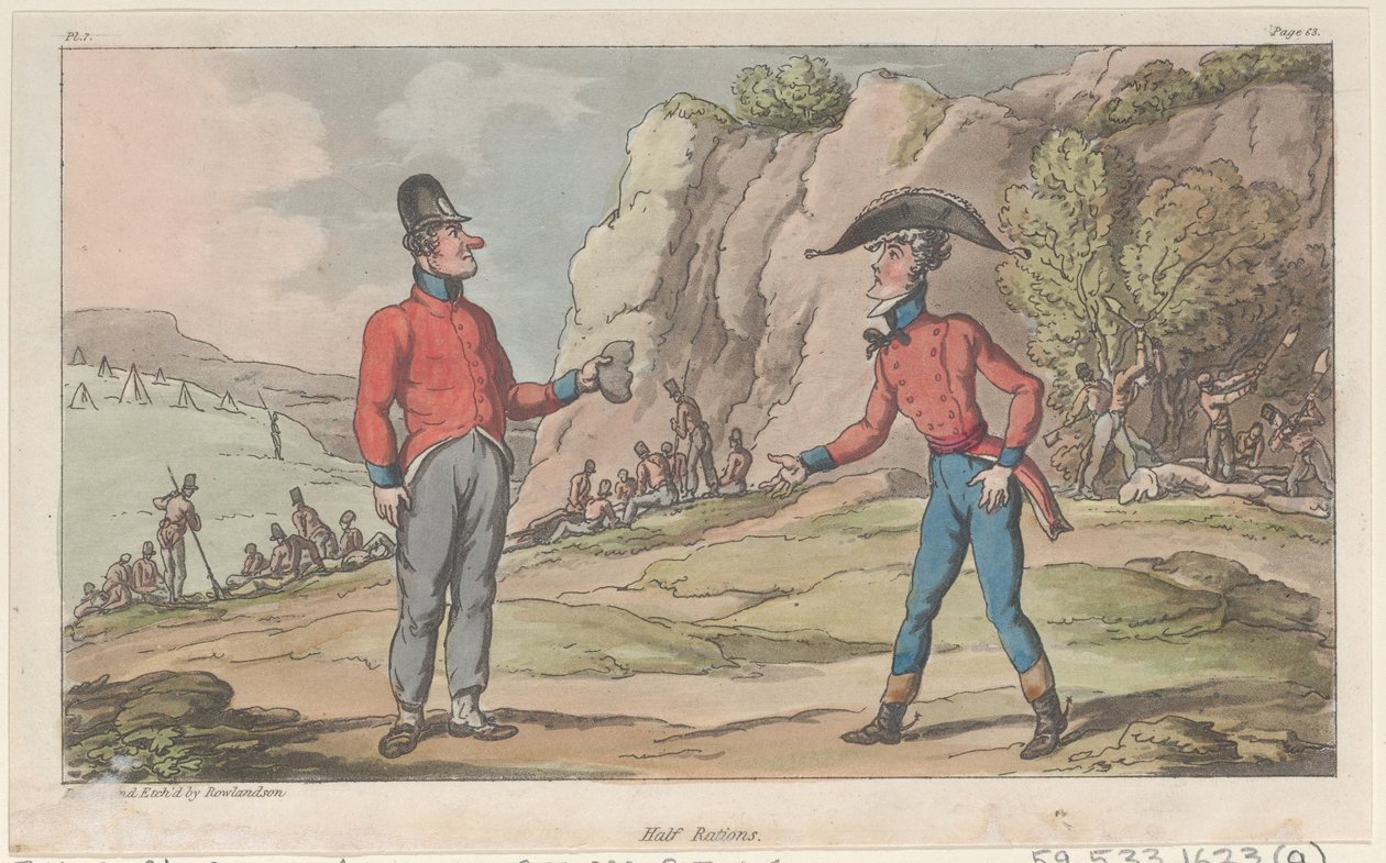 Halve Rantsoenen, uit De Militaire Avonturen van Johnny Newcome, 1815 door Thomas Rowlandson