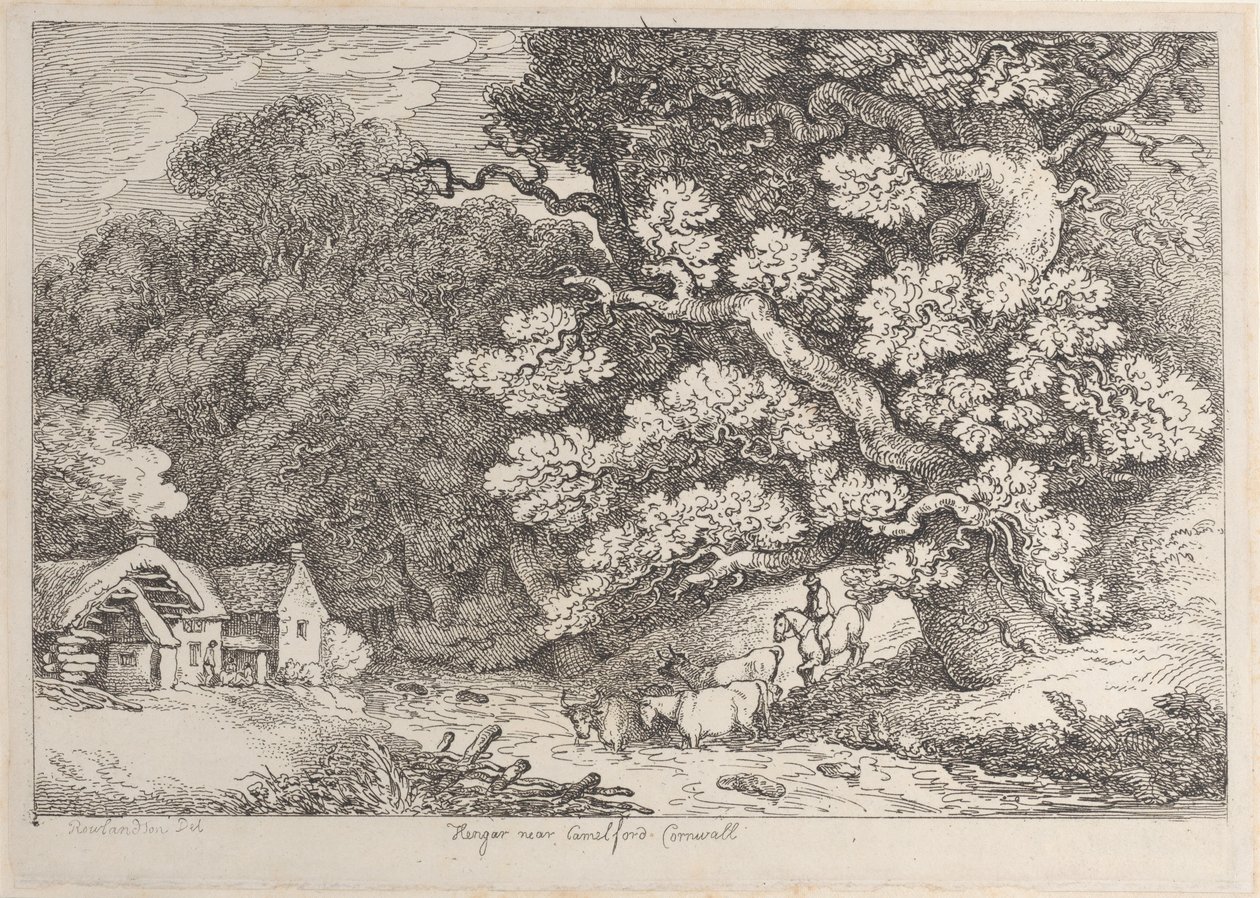 Hengar bij Camelford, Cornwall door Thomas Rowlandson