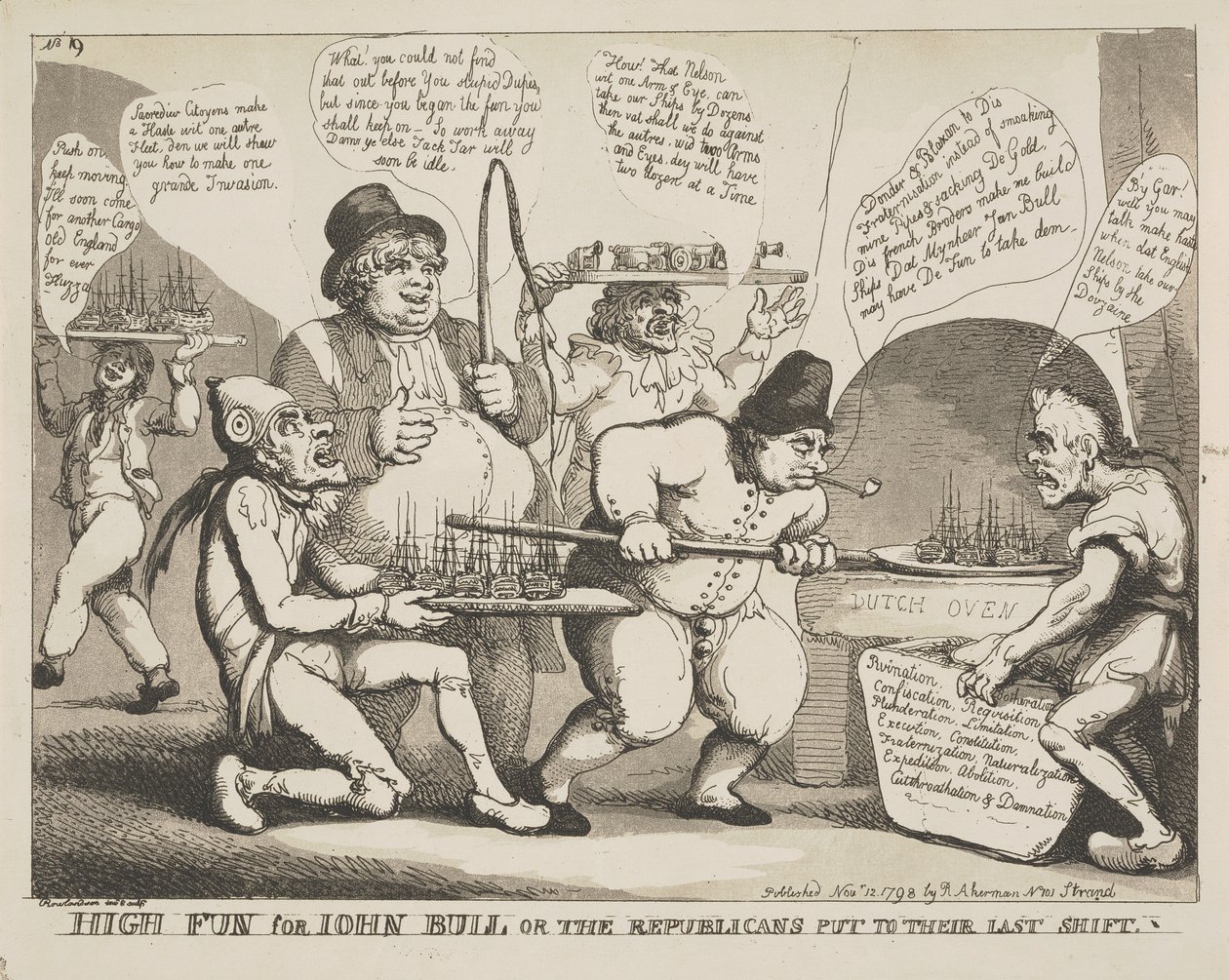 Veel plezier voor John Bull, of: de Republikeinen in hun laatste dienst door Thomas Rowlandson