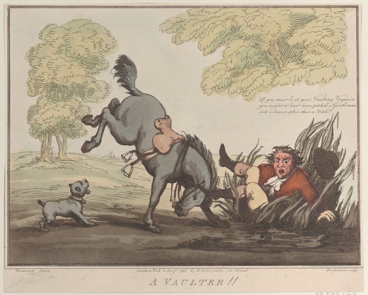Paardprestaties, schets 12: Een voltigeur!!, 1 augustus 1799 door Thomas Rowlandson