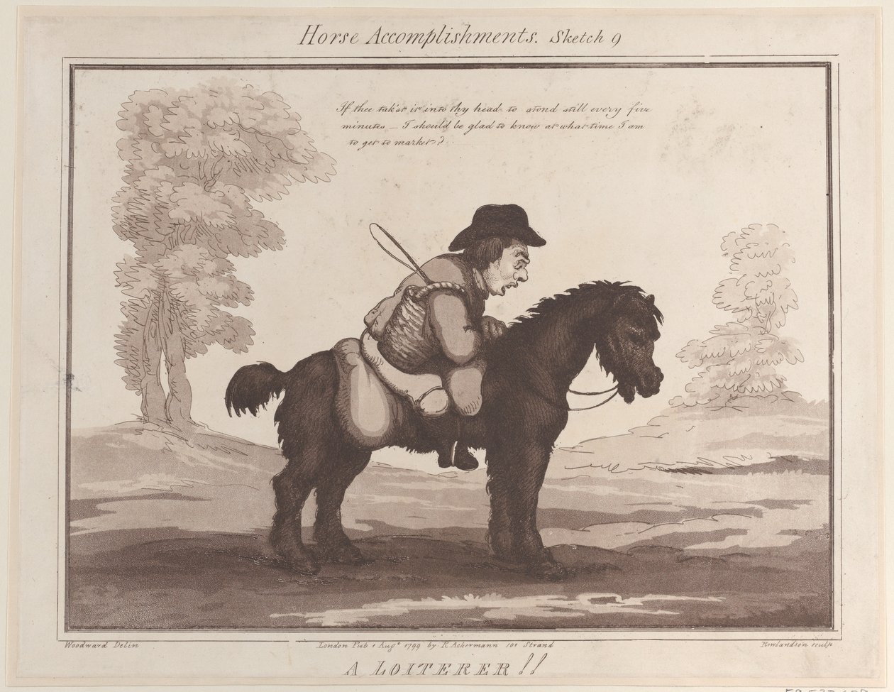 Paardenvaardigheden, Schets 9: Een Treuzelaar, 1 augustus 1799 door Thomas Rowlandson
