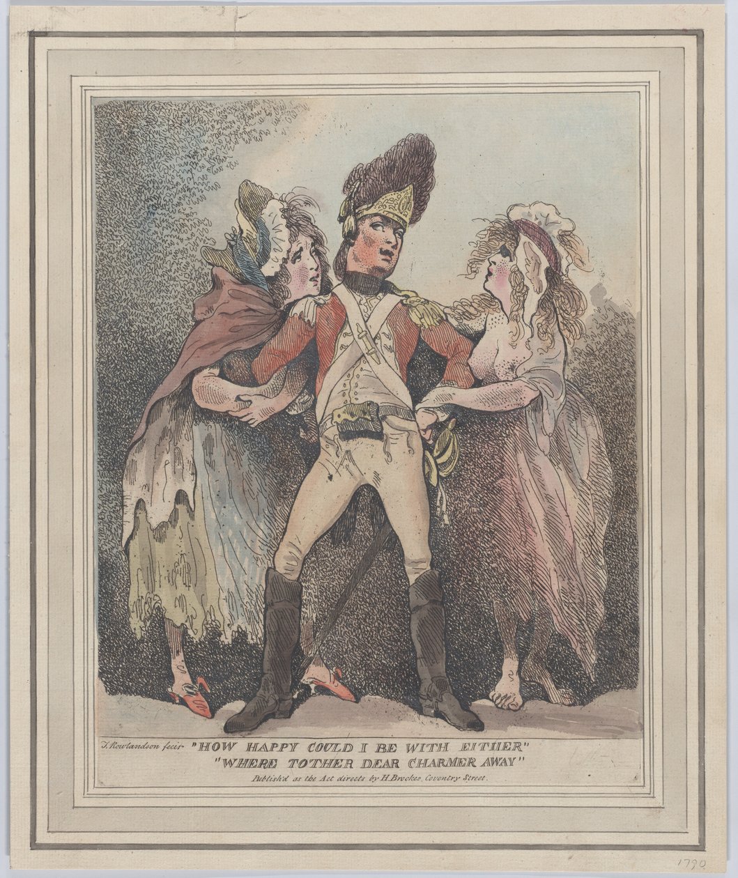 Hoe gelukkig zou ik kunnen zijn met de een, als de andere dierbare charmeur weg was, [1784] door Thomas Rowlandson