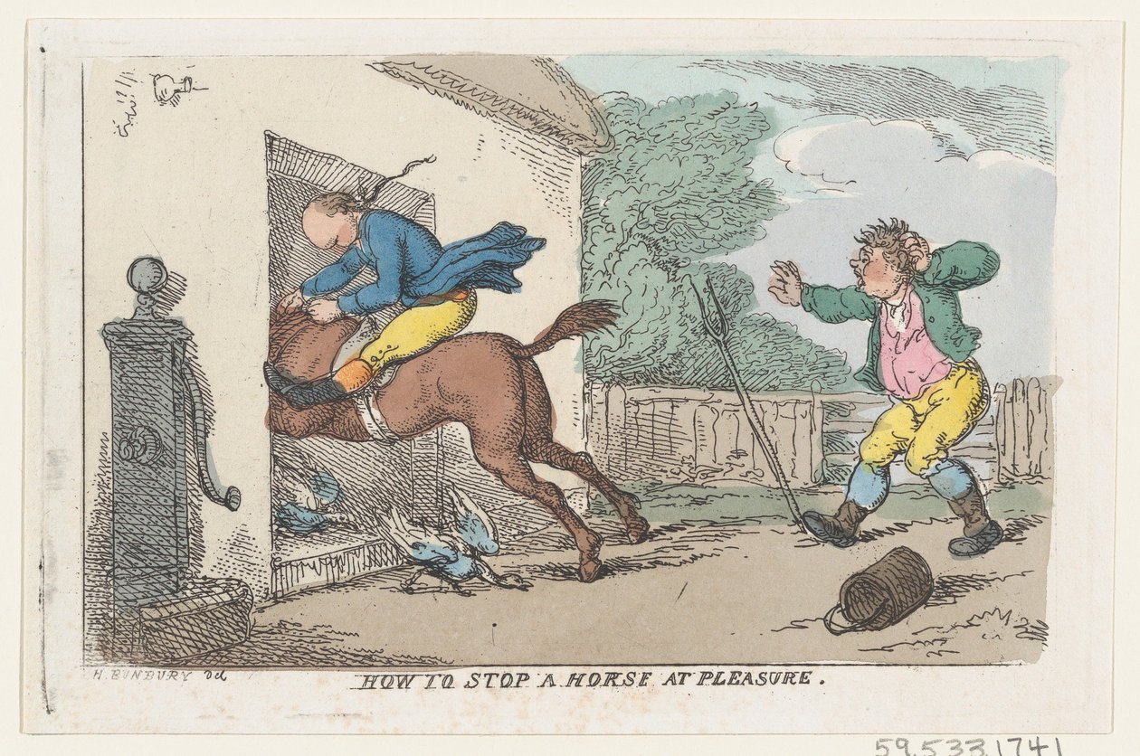 Hoe een paard naar believen te stoppen, 1803 door Thomas Rowlandson