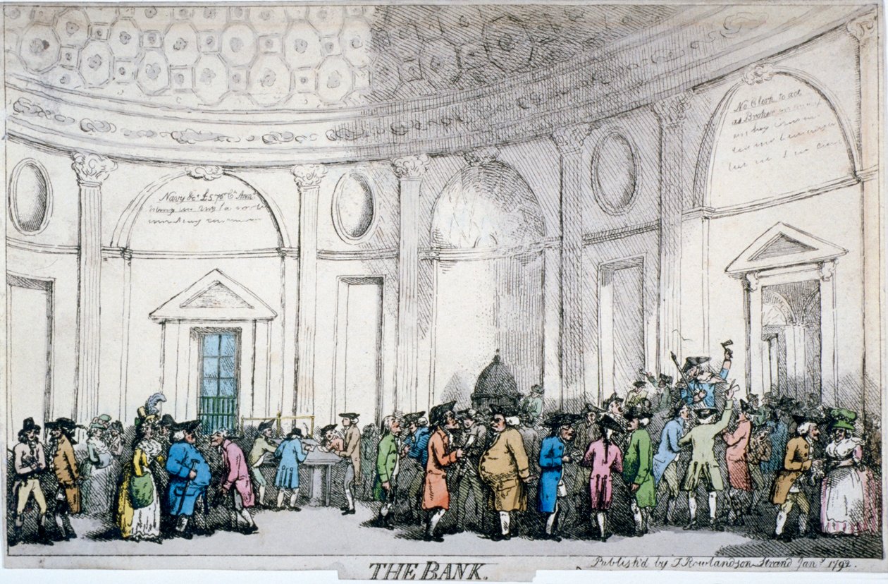 Interieur van de Bank of England, City of London door Thomas Rowlandson