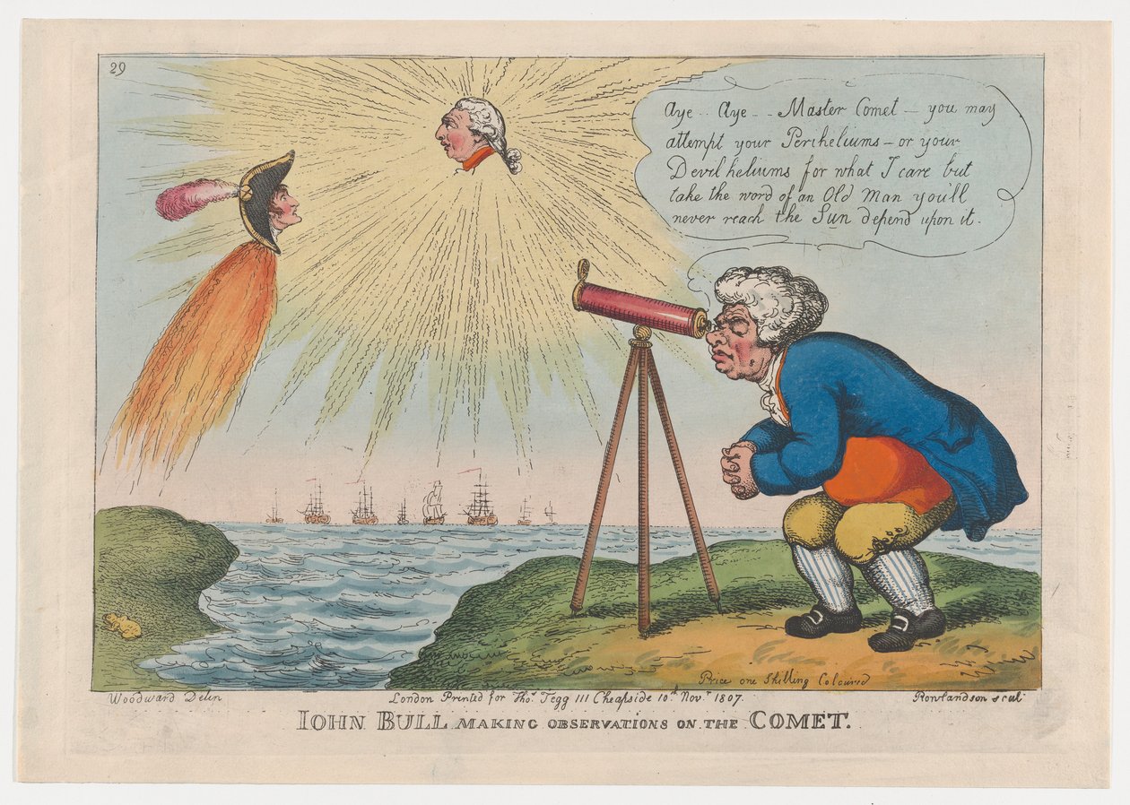 John Bull Maakt Waarnemingen over de Komeet door Thomas Rowlandson