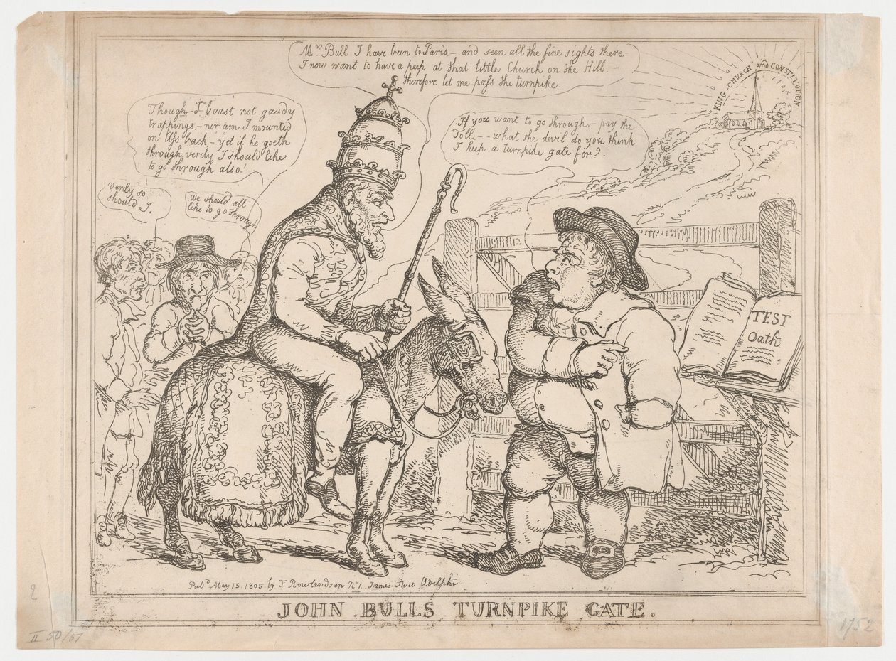 De tolpoort van John Bull door Thomas Rowlandson