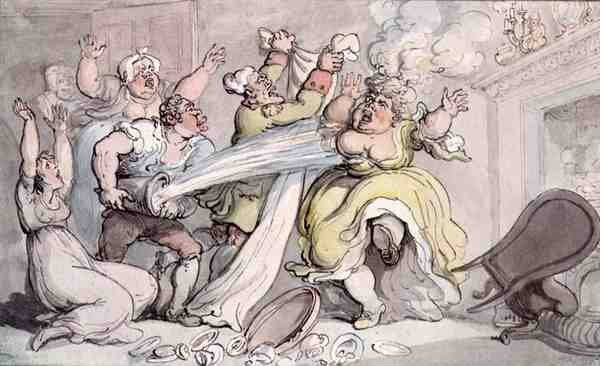 Dame met haar Pruik in Brand door Thomas Rowlandson