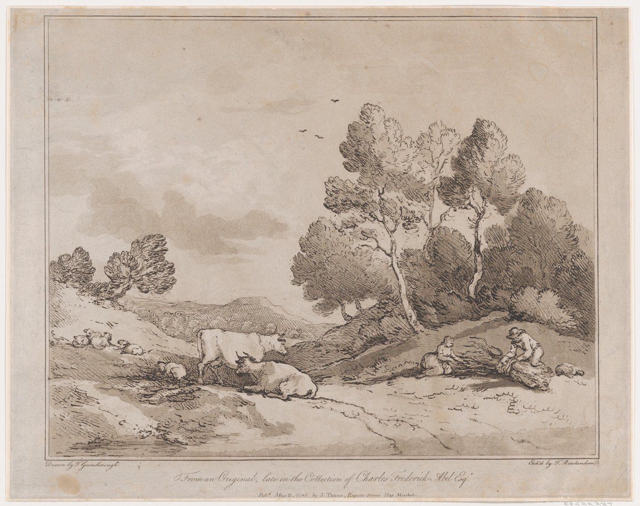 Landschap met figuren die een bundel hout binden door Thomas Rowlandson