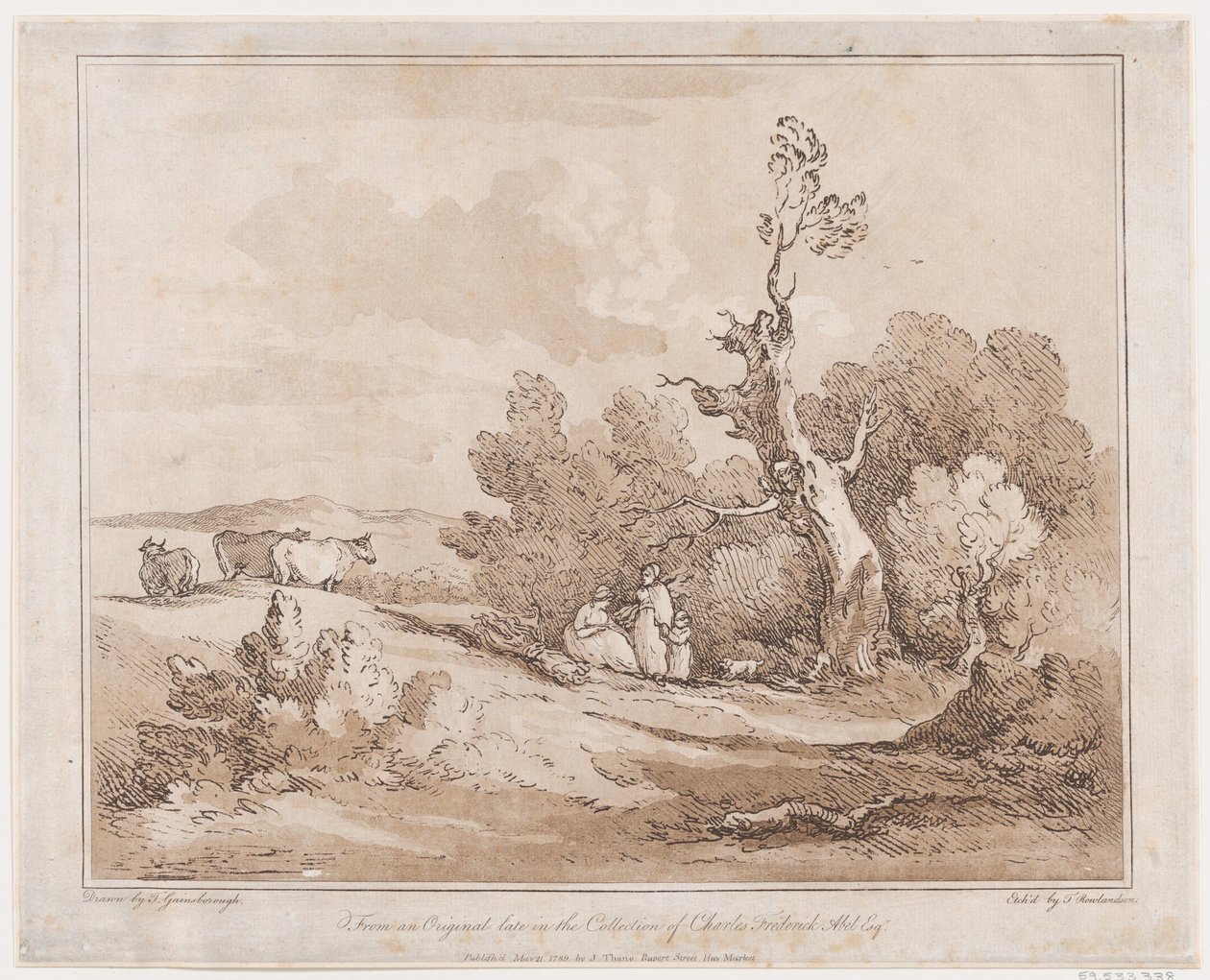 Landschap met Figuren die Hout Verzamelen Onder Kromme Bomen, 21 mei 1789 door Thomas Rowlandson