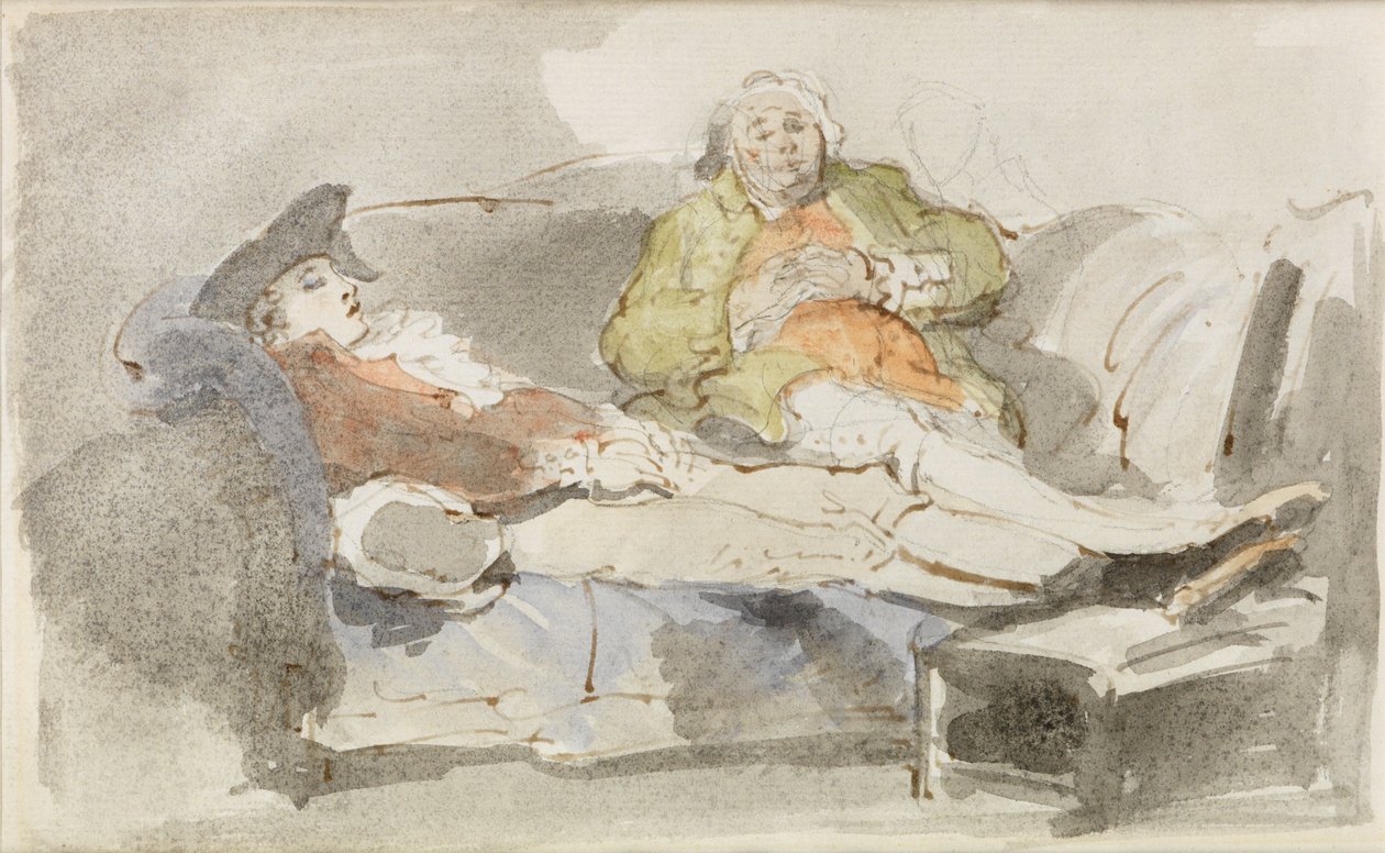 Lui op een bank door Thomas Rowlandson