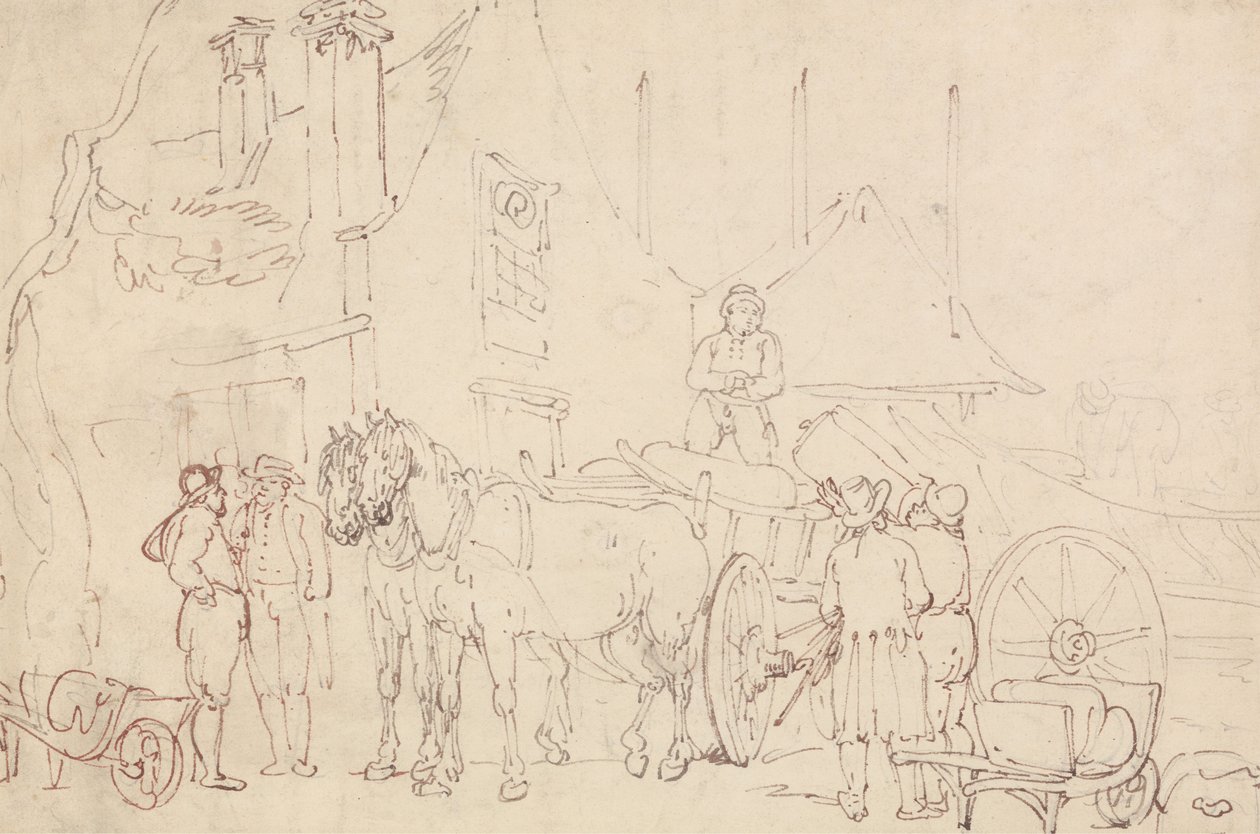 Een wagon laden door Thomas Rowlandson