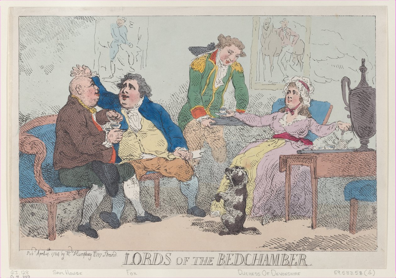 Heren van de slaapkamer, 14 april 1784 door Thomas Rowlandson