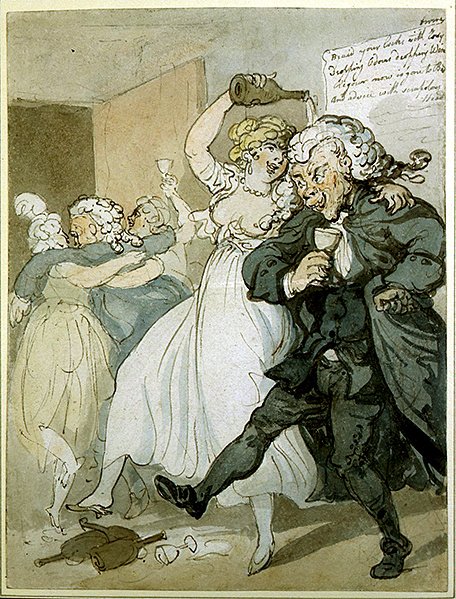 Liefde en Wet (aquarel op papier) door Thomas Rowlandson