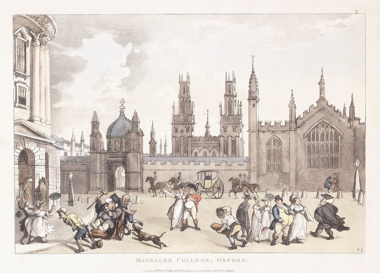 Magdalen College, Oxford, 1809-1811 door Thomas Rowlandson