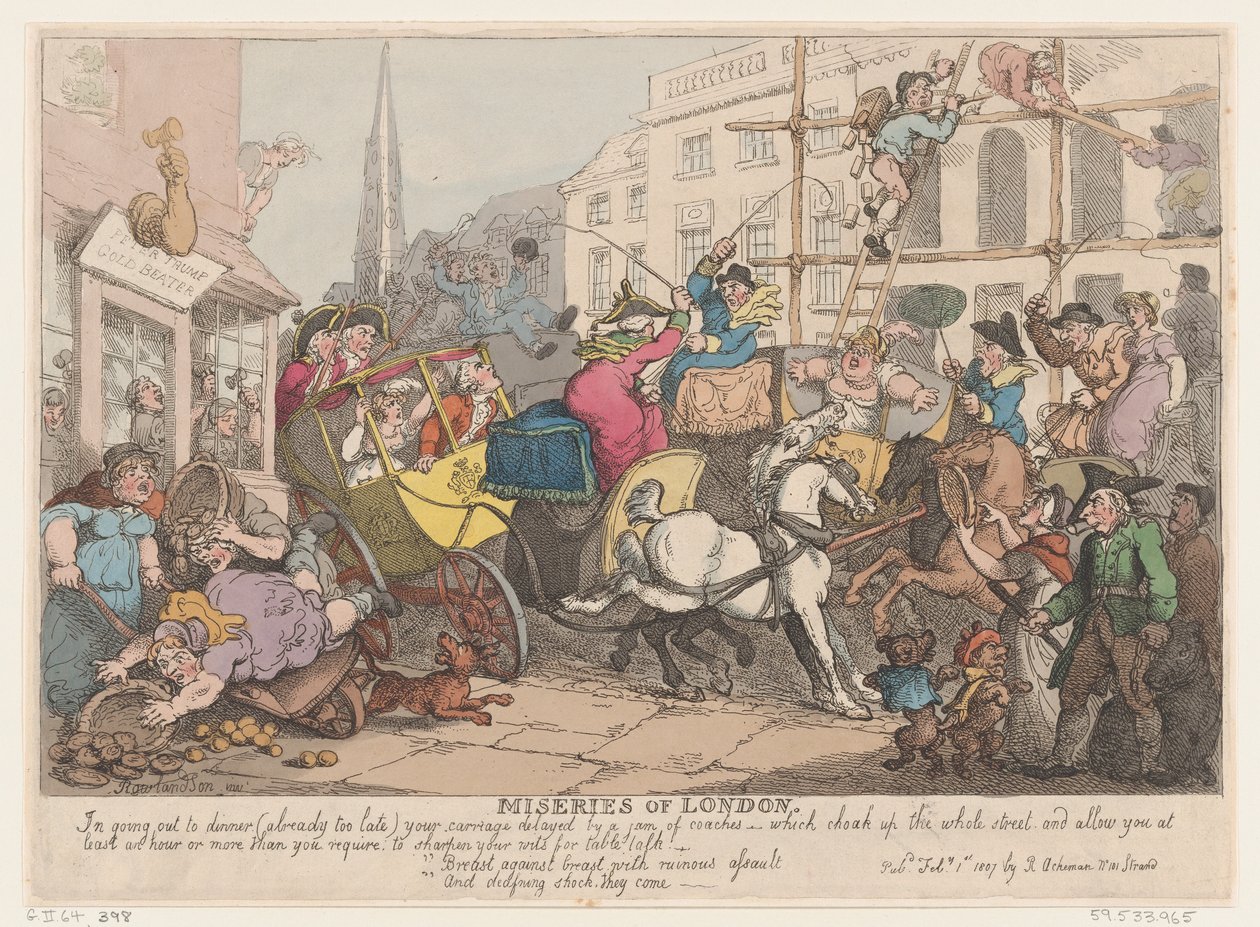 Ellende van Londen: Uit eten gaan, 1 februari 1807 door Thomas Rowlandson