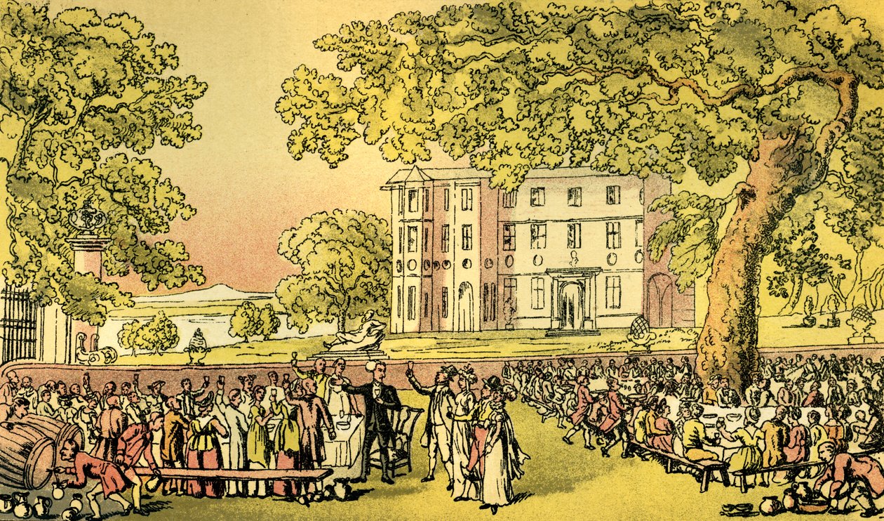 Het huwelijk van Miss Worthy - Dr Syntax in de stoel door Thomas Rowlandson
