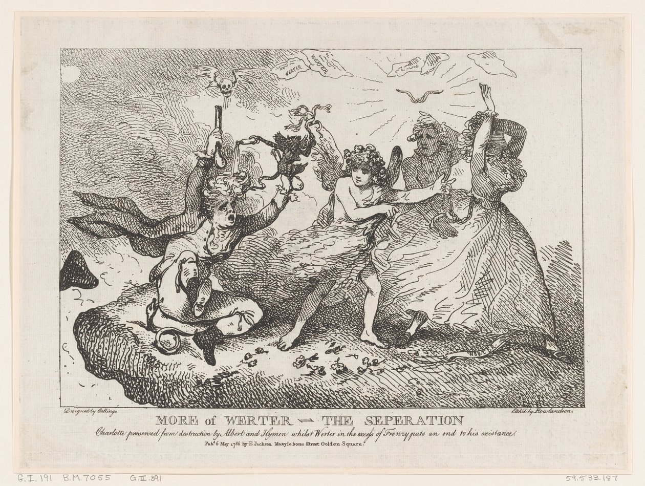 Meer van Werther-De Scheiding: Charlotte gered van vernietiging door Albert en ..., 6 mei 1786 door Thomas Rowlandson