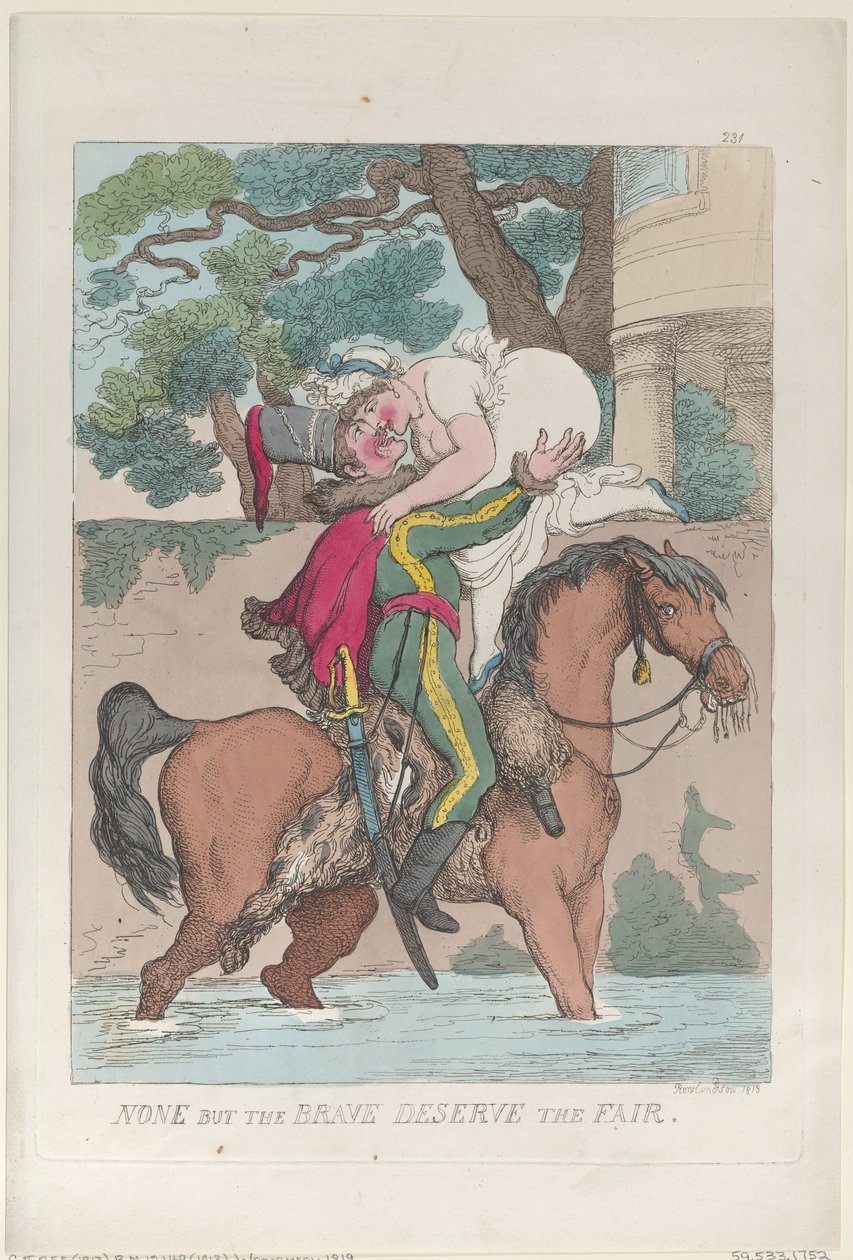 Alleen de dapperen verdienen de schone, 1813 door Thomas Rowlandson