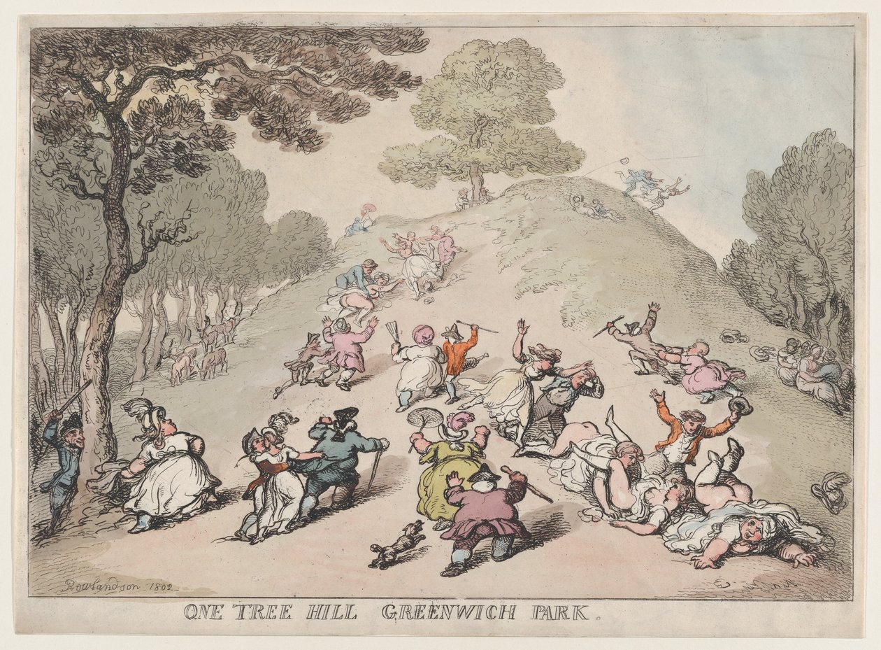One Tree Hill, Greenwich Park, 1802 door Thomas Rowlandson