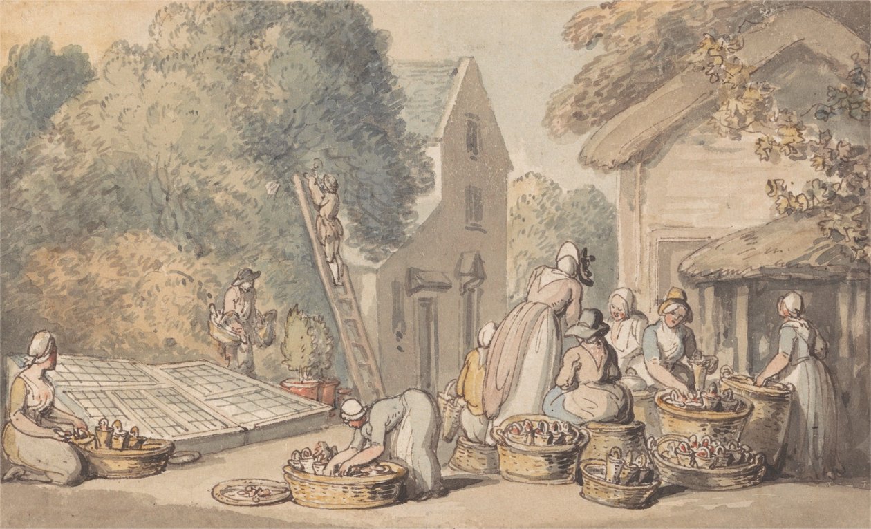Moerbeien plukken door Thomas Rowlandson