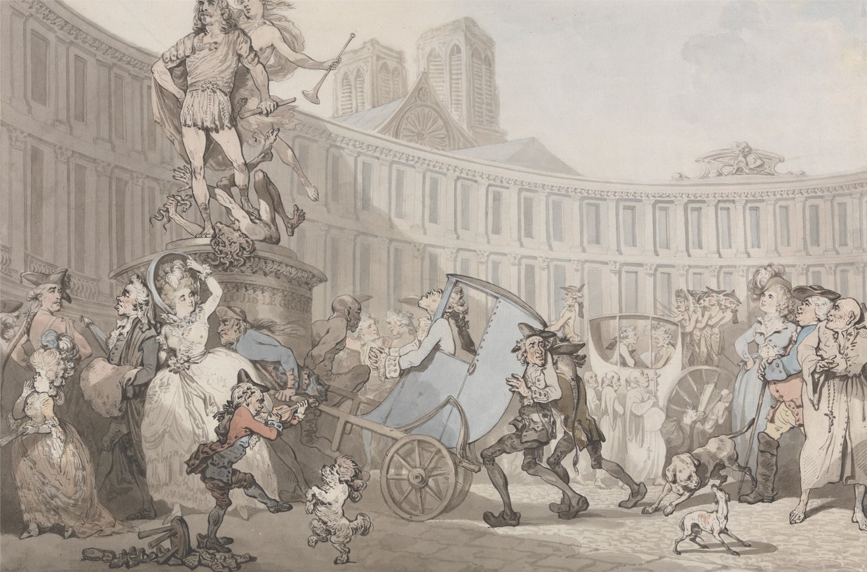 Place des Victoires, Parijs door Thomas Rowlandson