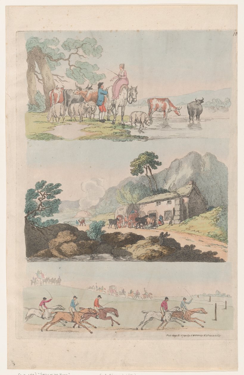 Plaat 10, Contouren van Figuren, Landschappen en Vee...voor het Gebruik van Leerlingen, 6 augustus 1790 door Thomas Rowlandson