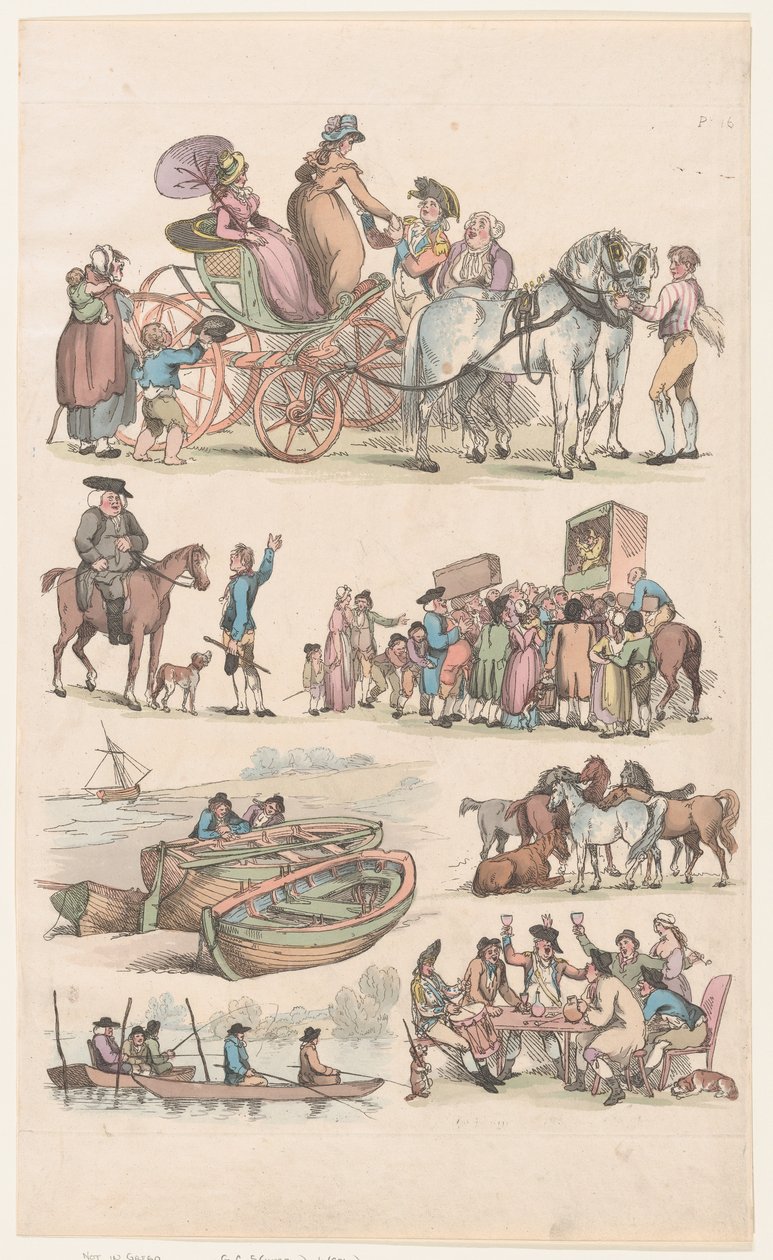 Plaat 16, Contouren van Figuren, Landschappen en Vee...voor het Gebruik van Leerlingen, juni 1, 1790 door Thomas Rowlandson