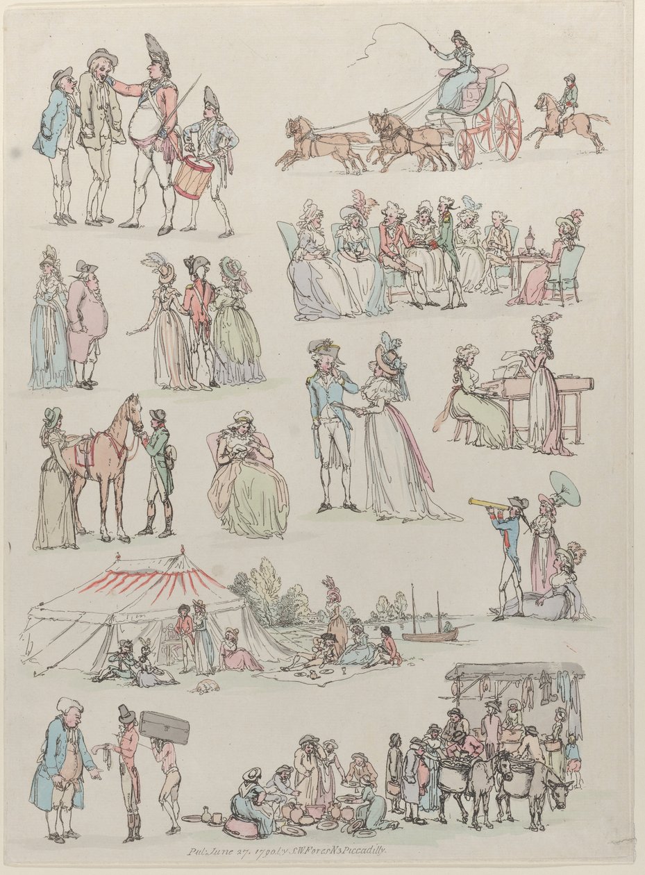 Plate 7, Contouren van Figuren, Landschappen en Vee...voor het Gebruik van Leerlingen, 27 juni 1790 door Thomas Rowlandson