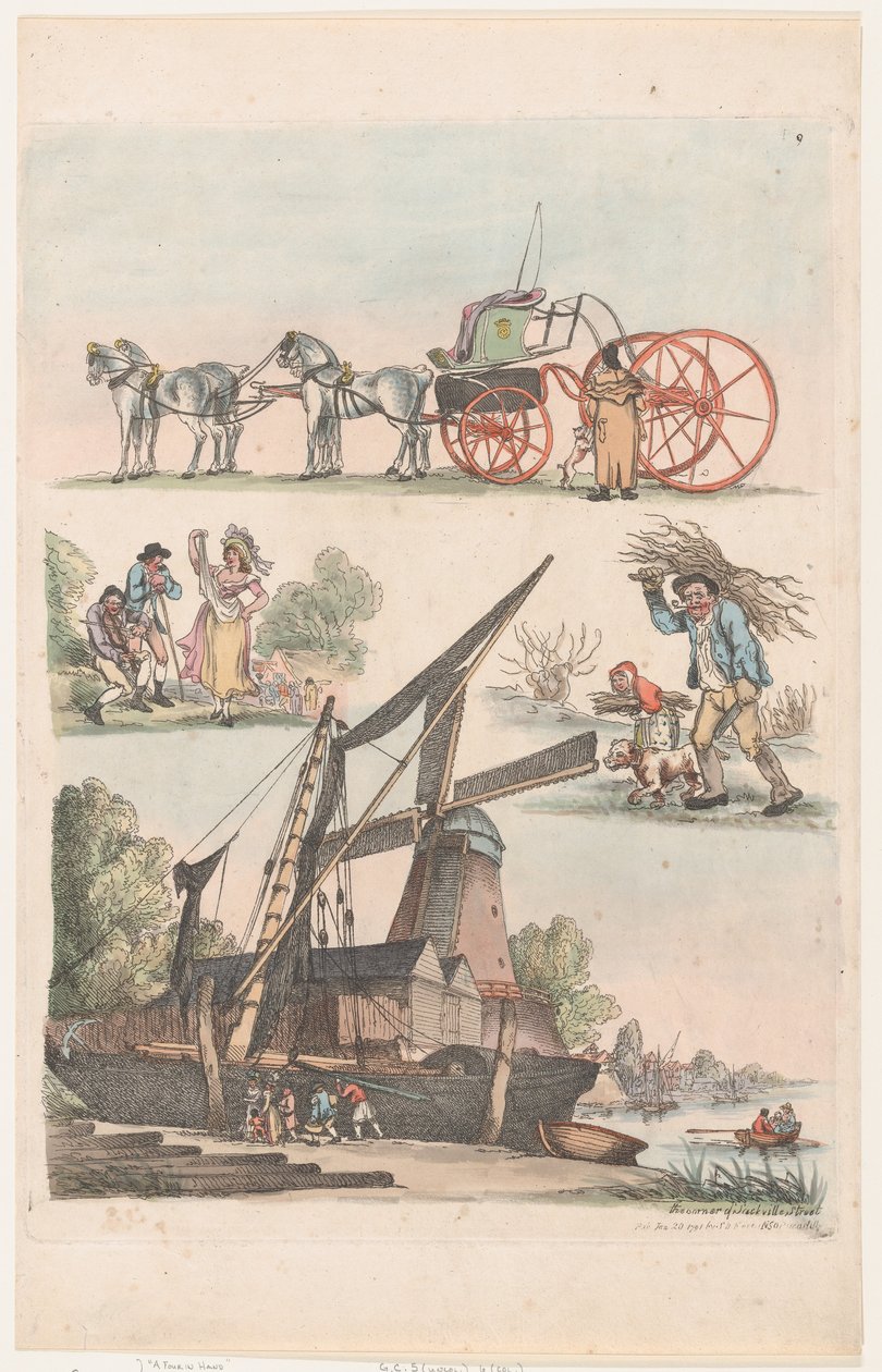 Plaat 9, Contouren van Figuren, Landschappen en Vee...voor het Gebruik van Leerlingen,..., 20 januari 1791 door Thomas Rowlandson