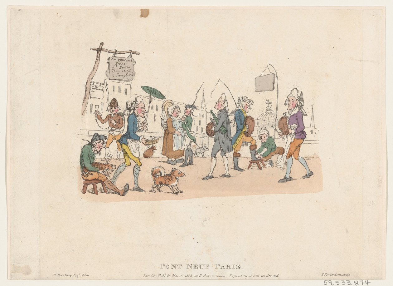Pont Neuf, Parijs, 1 mei 1803 door Thomas Rowlandson