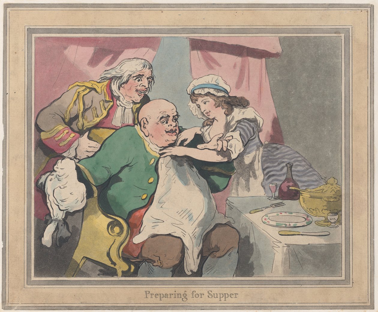 Voorbereiding voor het Avondeten, 22 oktober 1789 door Thomas Rowlandson