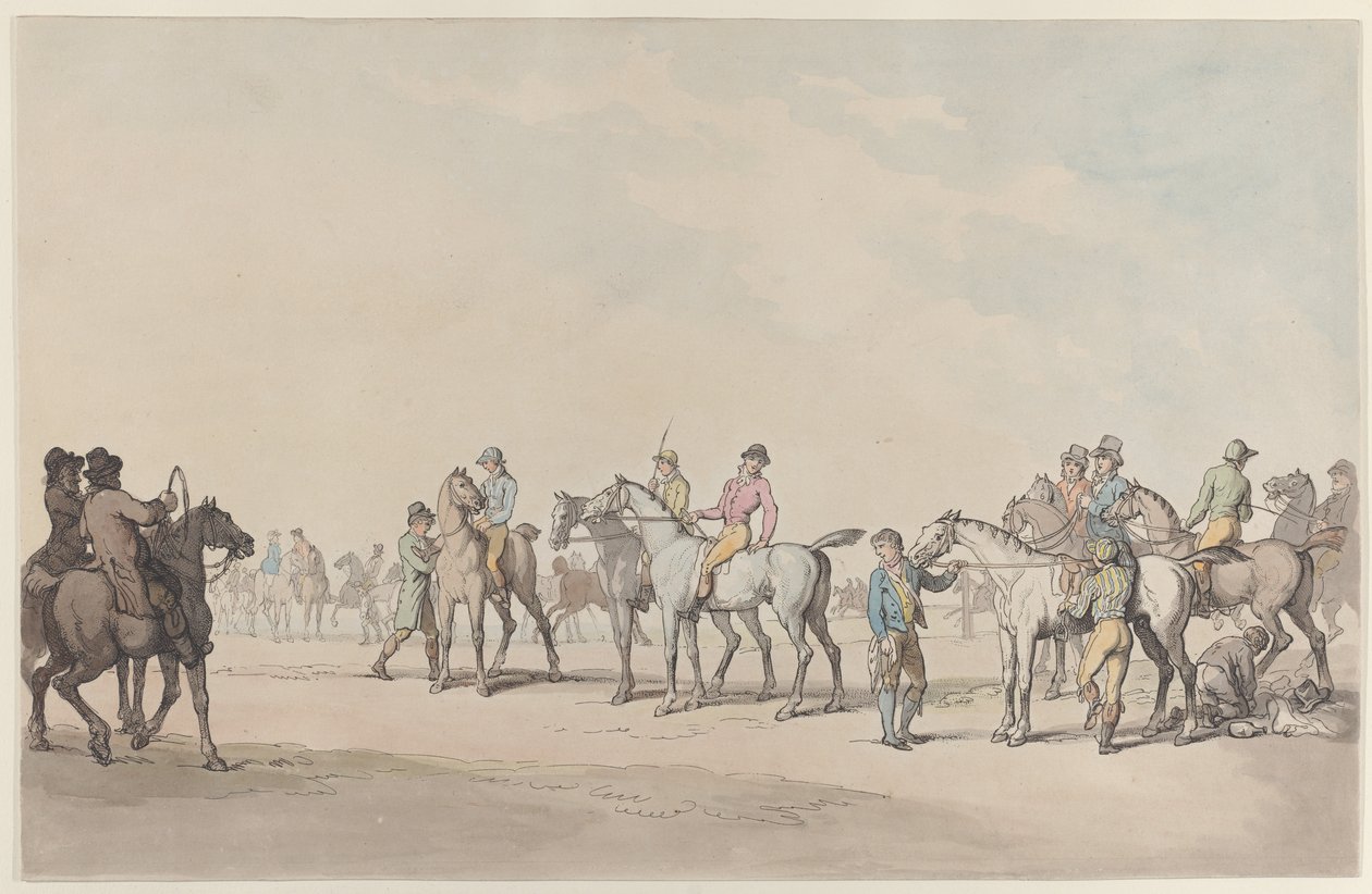 Voorbereiding op de race door Thomas Rowlandson