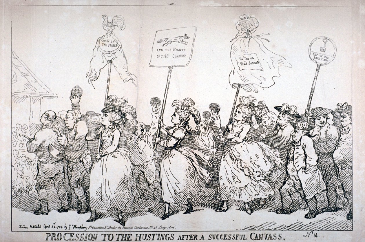 Processie naar de verkiezingen na een succesvolle campagne, nr:14, 1784 door Thomas Rowlandson